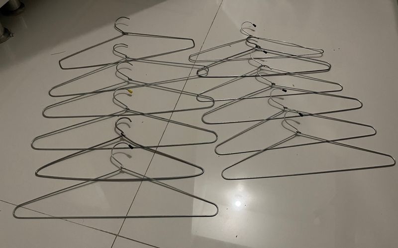Silver Stainless Steel Hangers - Pack Of 12