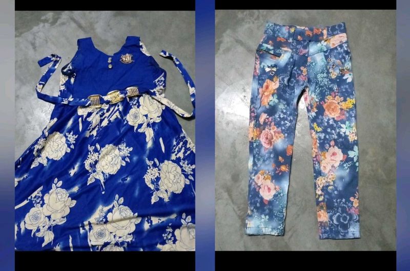 Blue Floral Dress &amp; Jeans Set