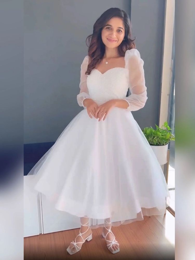White Tulle Midi Dress - Romantic &amp; Chic