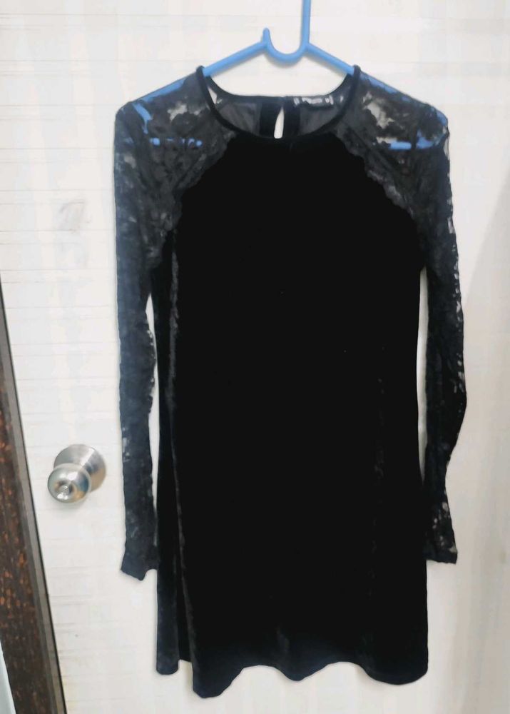 Black Velvet Lace Dress.m..