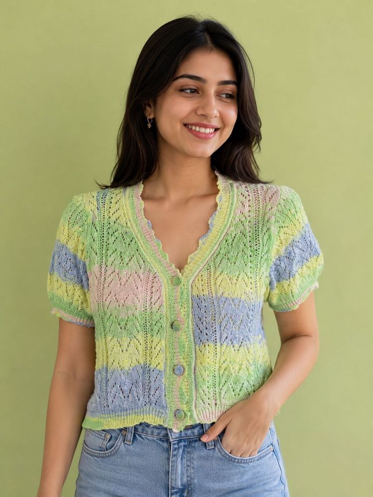 Cropped Knit Cardigan