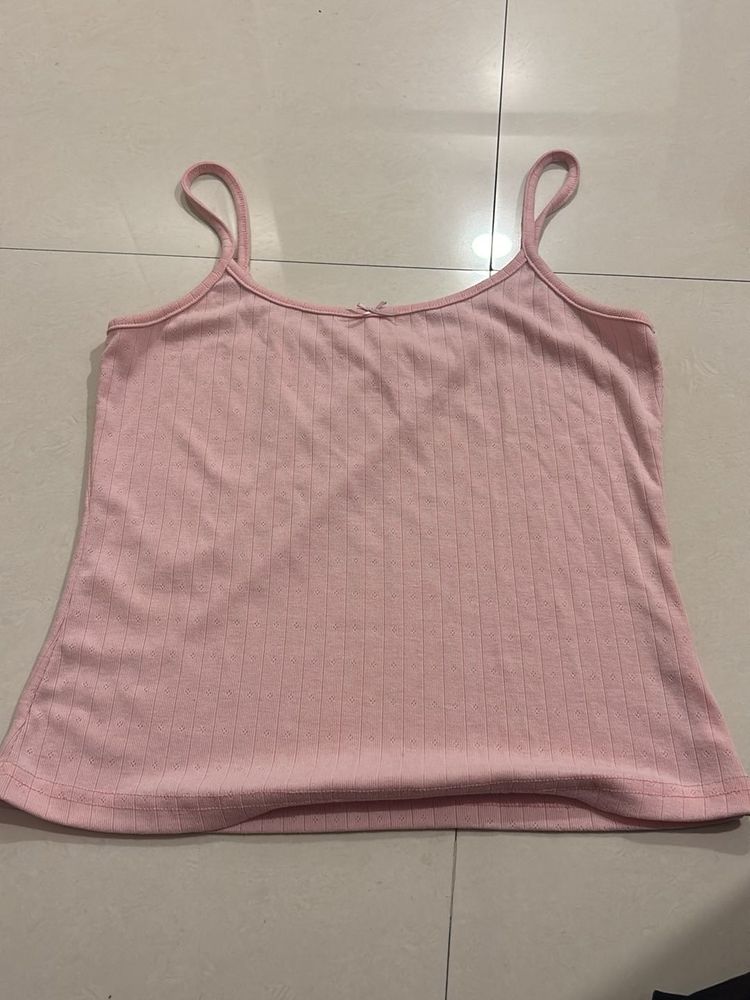 Cute Pink Ribbed Tank Top