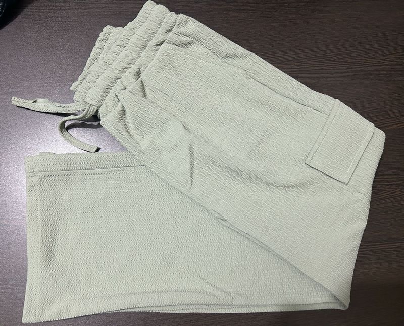Light Green Textured Joggers