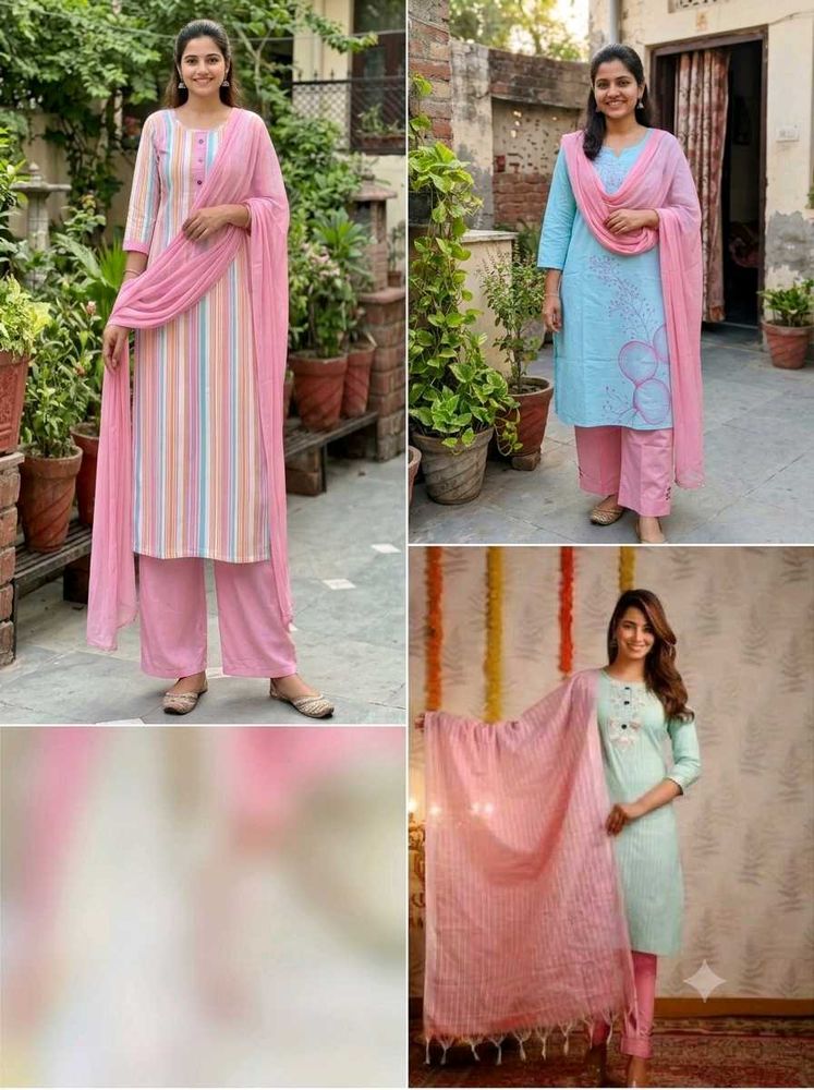 3-ComboOffer-(3NewKurtis+2-Plazzos+1-Dupatta)Set