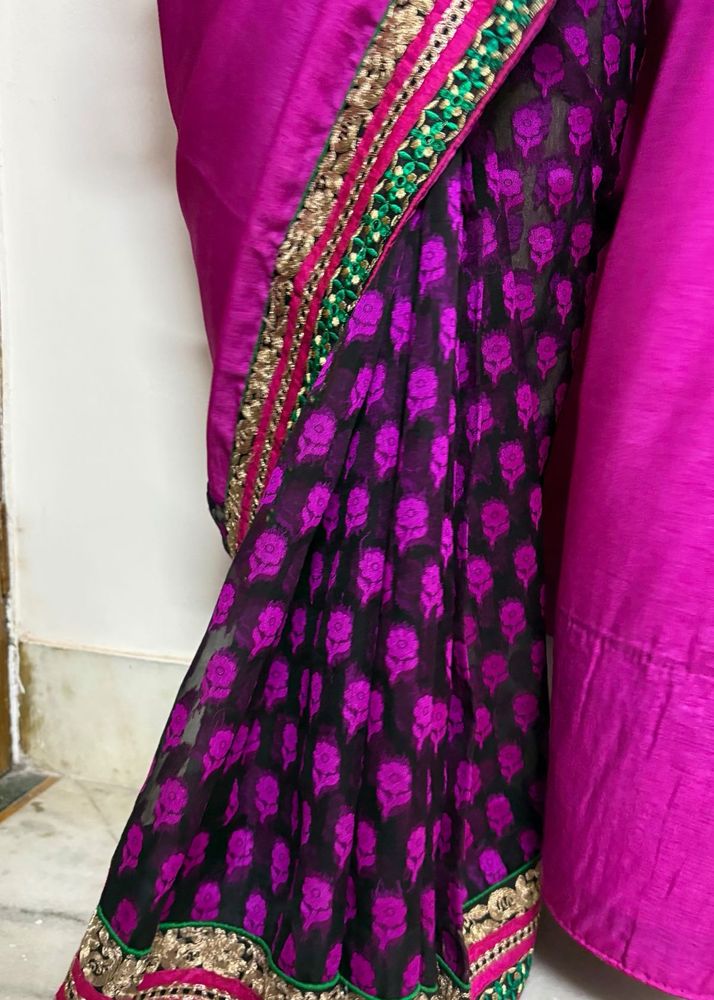Vibrant Pink Floral saree