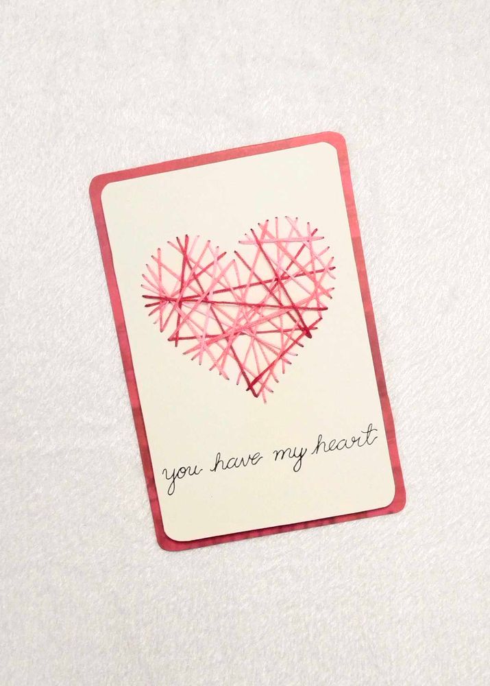 Handmade String Art Heart Card