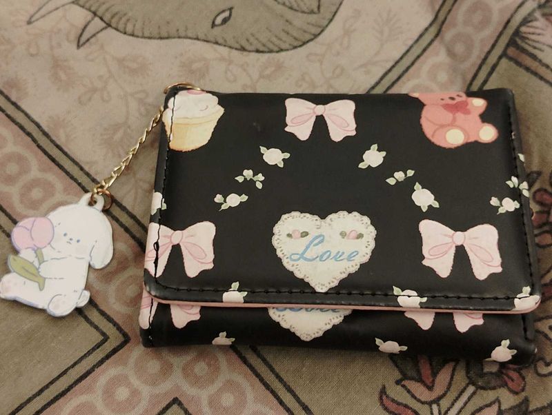 Cute Kawaii Wallet with Dog Charm