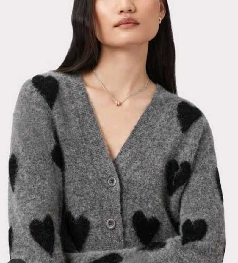 Grey Heart Print Cardigan