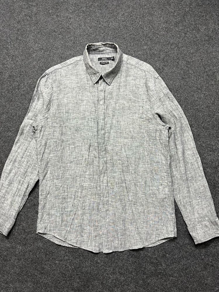 Men's Grey Linen Shirt