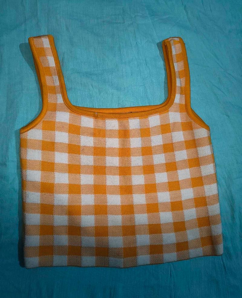 Retro Gingham Square Neck Tank Top