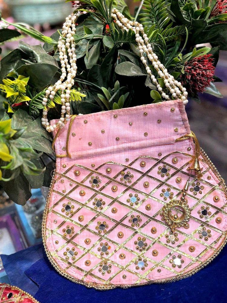 Pink Embellished Potli Bag