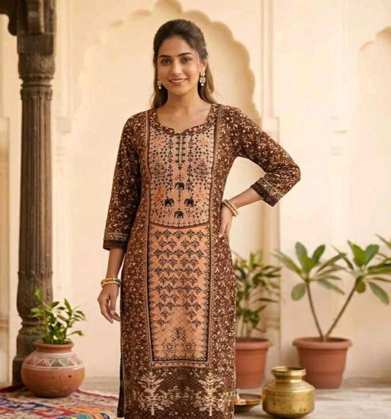 Elegant Printed Kurta with duptta