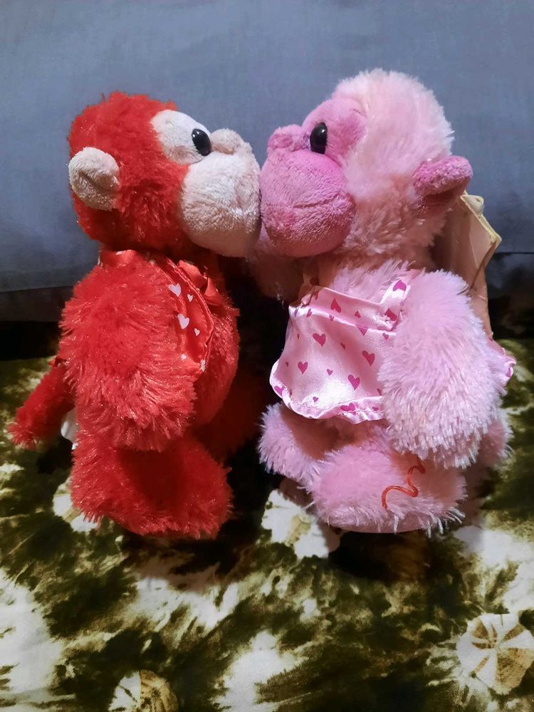Cute Monkey Plush Toys - Red &amp; Pink