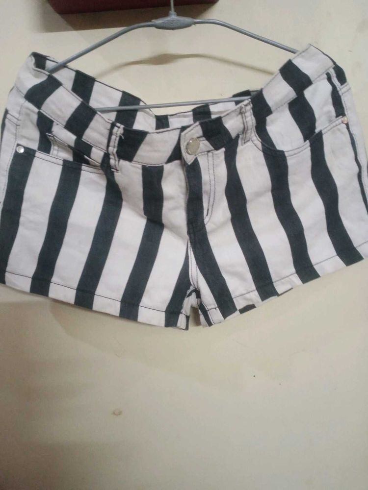 Striped Denim Shorts