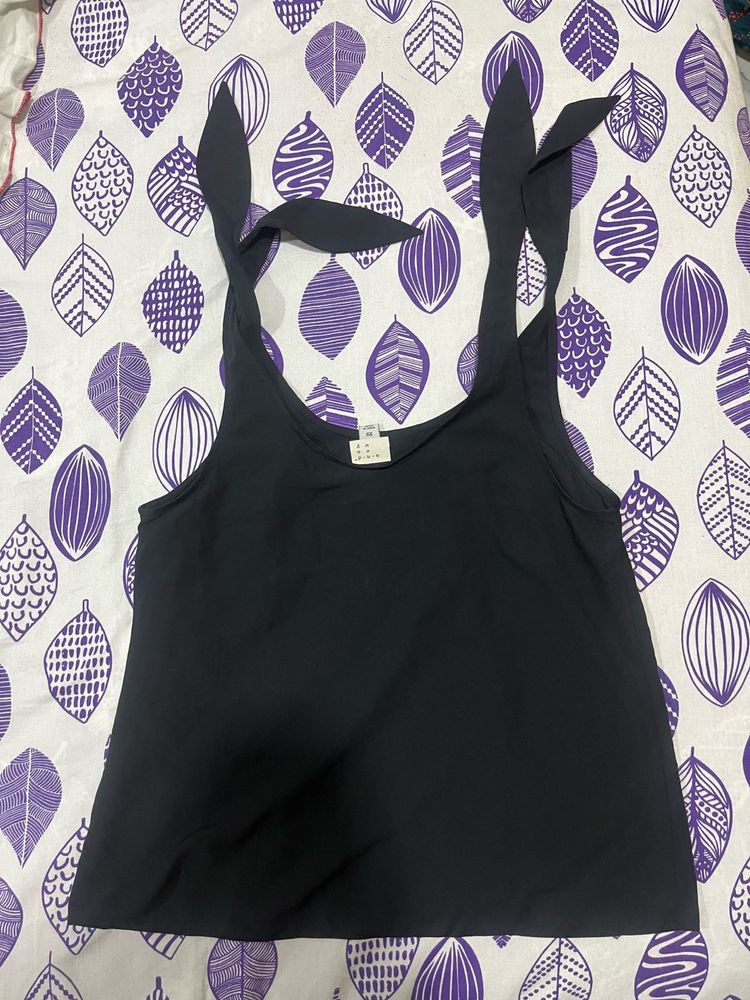 Black Tie-Strap Tank Top