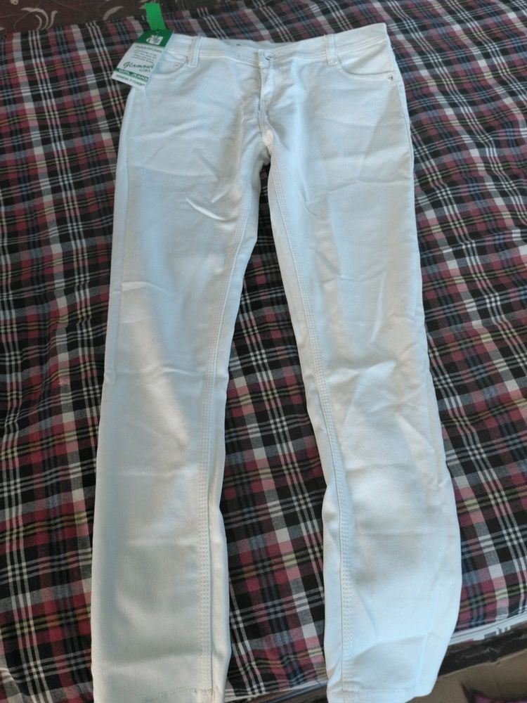 White Color Full length Jeans