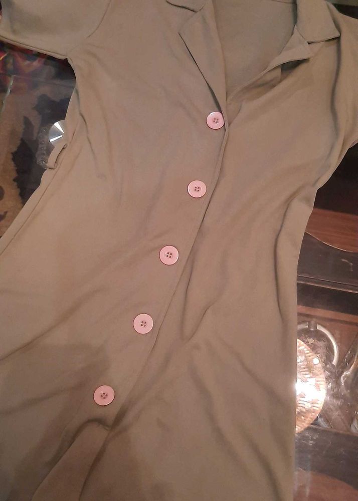 Olive Green Button-Down Dress