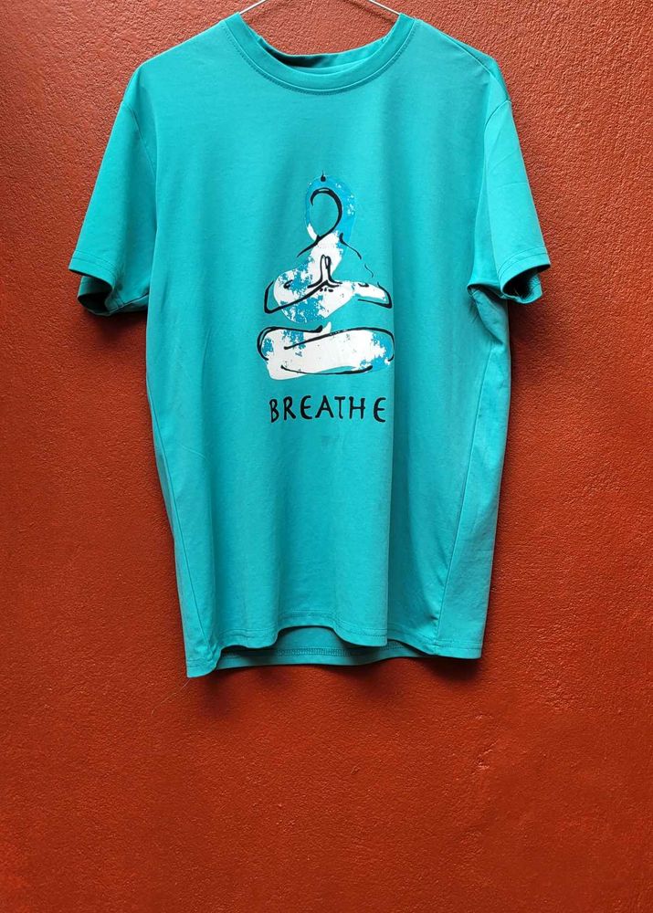 Teal "Breathe" Yoga T-Shirt