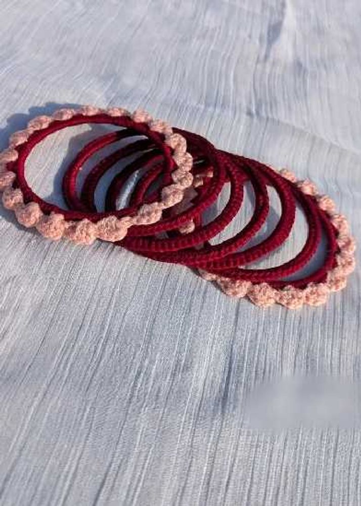 Handmade Maroon &amp; Pink Bangles Set