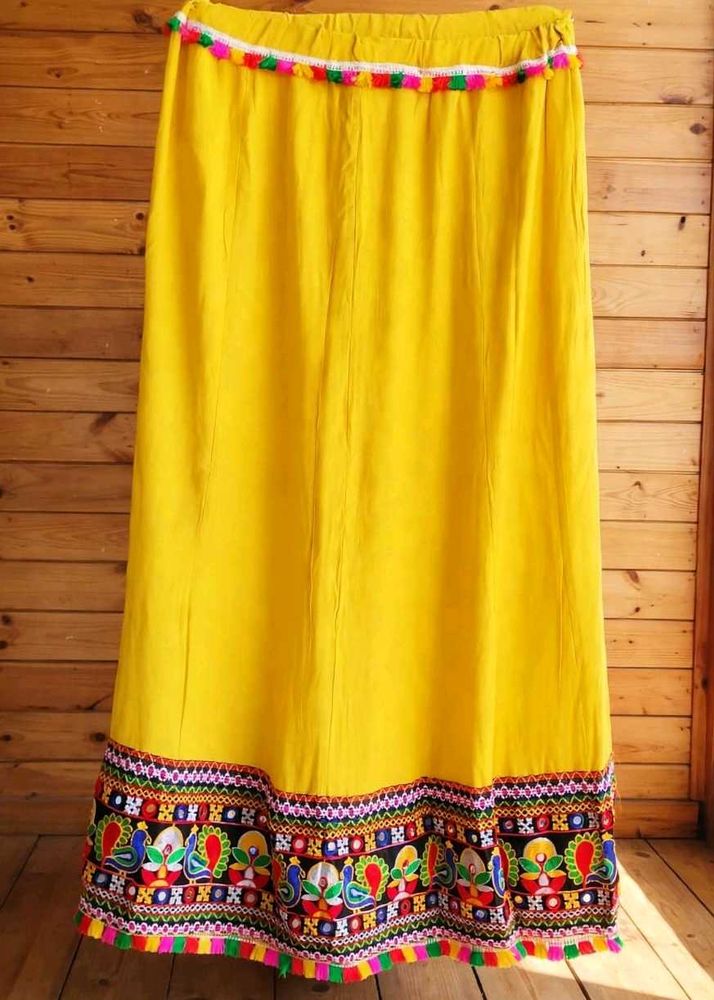 Vibrant Yellow Embroidered Skirt