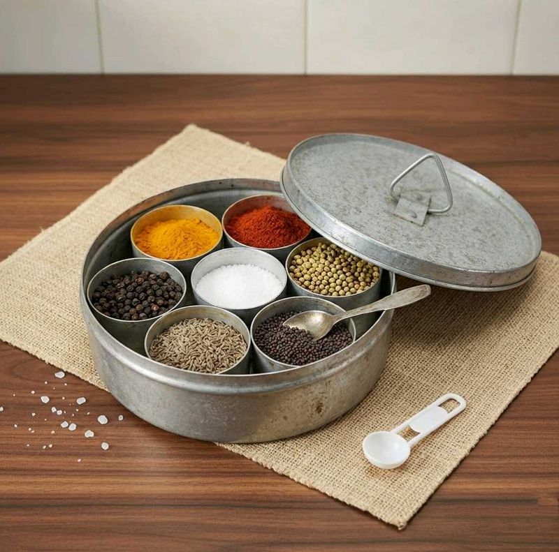 Rare Vintage Pure Aluminium Spice Box Masala Dabba