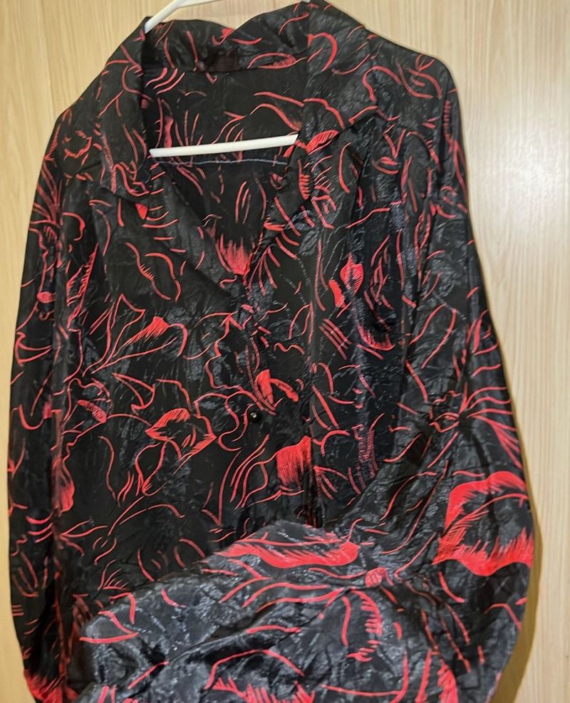 Unique Black &amp; Red Floral Shirt