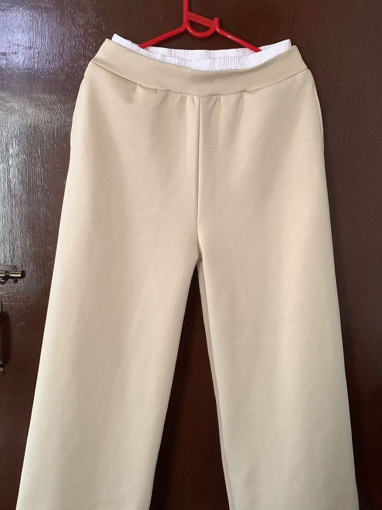 Cream Wide Leg Pants