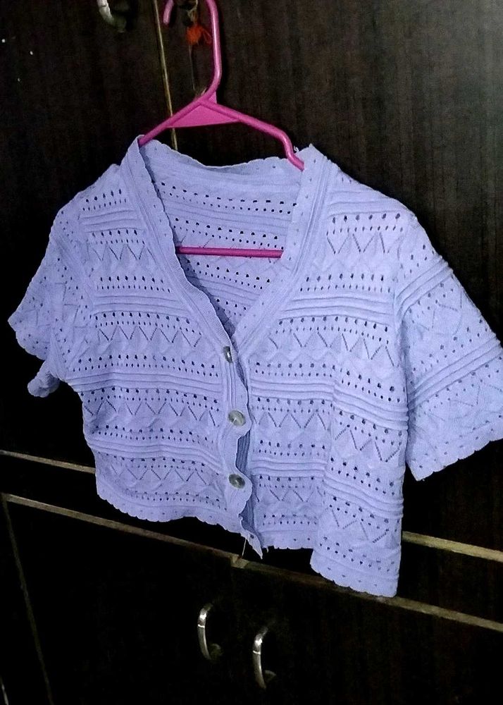 Chic Lilac Crochet Knit Top