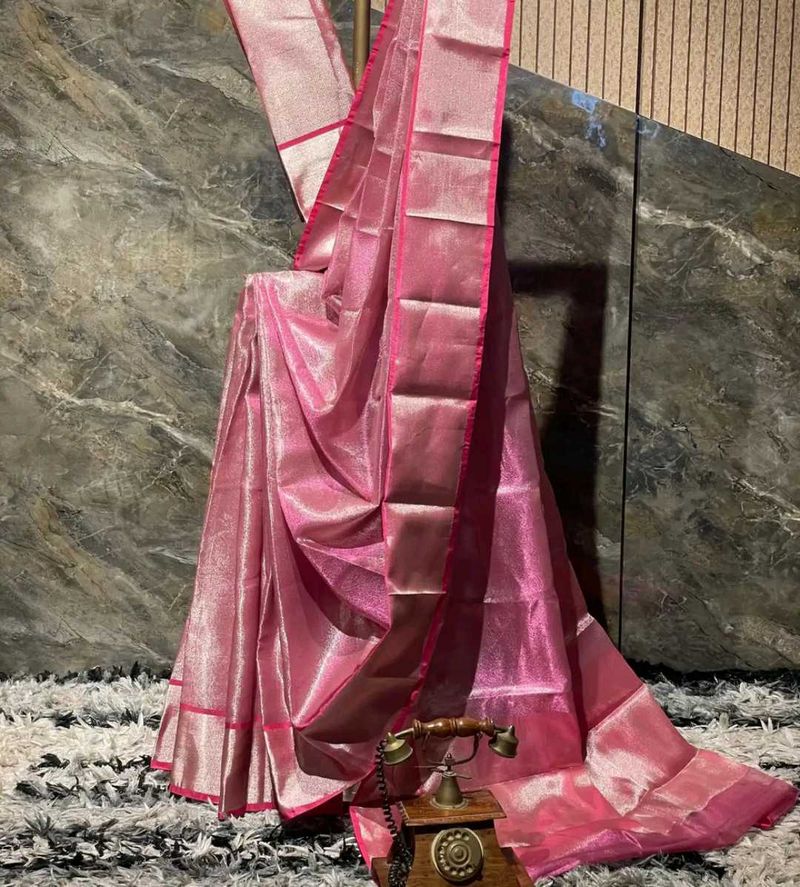 Ready to wear metalic pink kanjeevaram saree