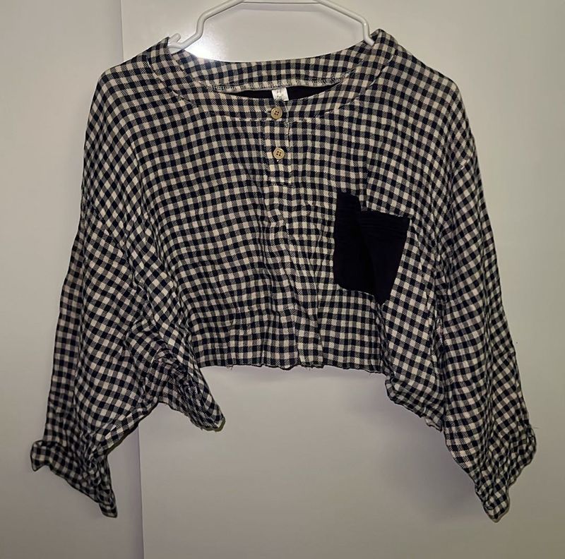 Gingham Checkered Cropped Top