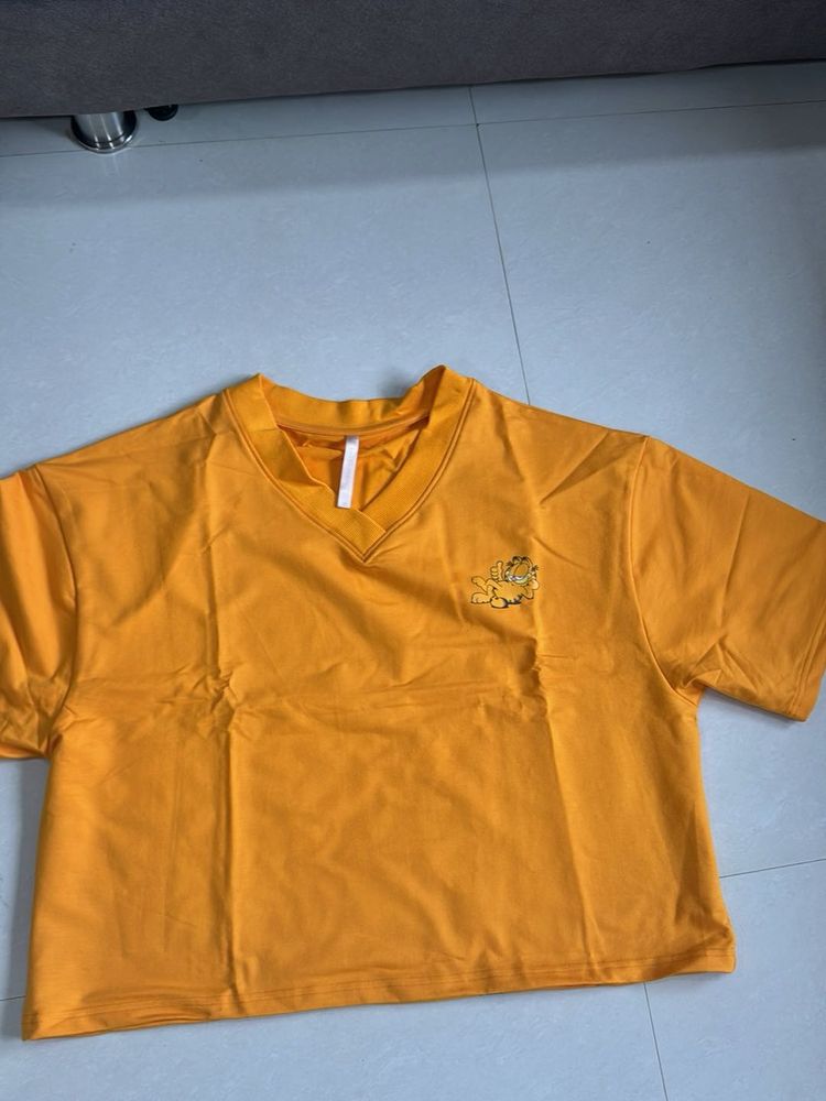 Cute Garfield Graphic Orange T-Shirt