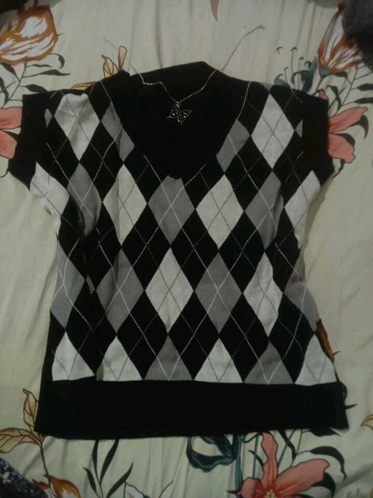 y2k classic knit vest argyle