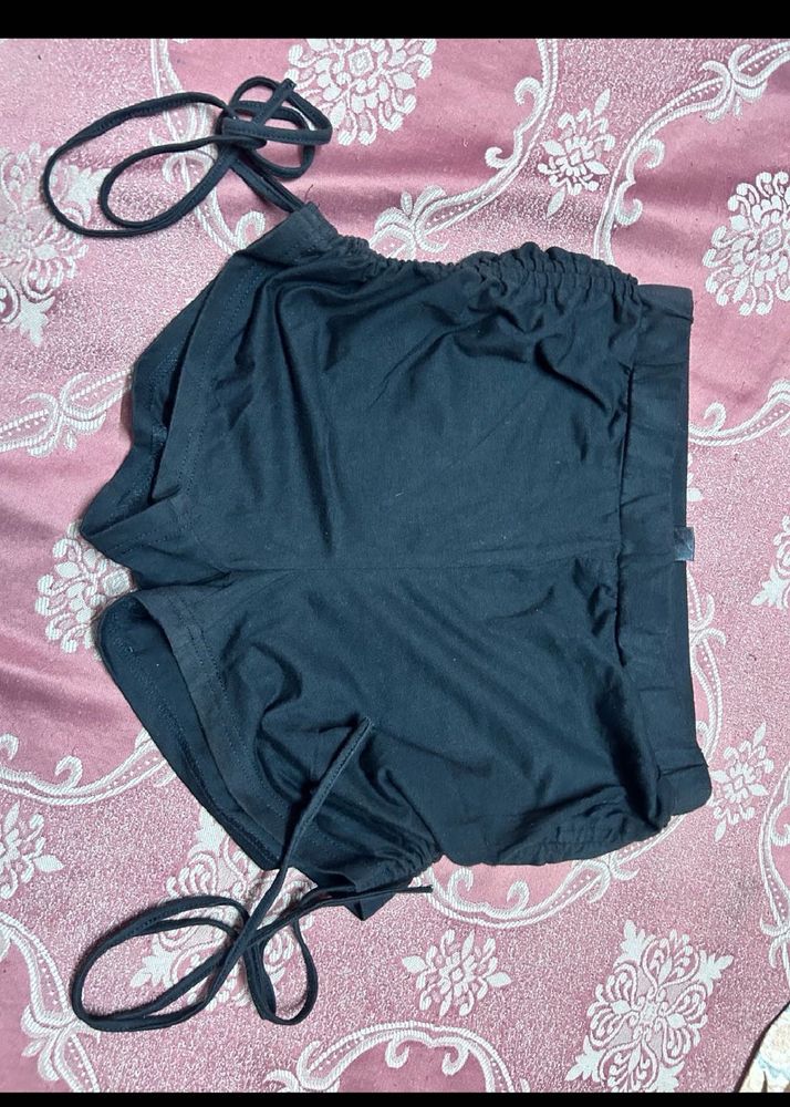 brand 3 Black Tie-Side Lounge Shorts