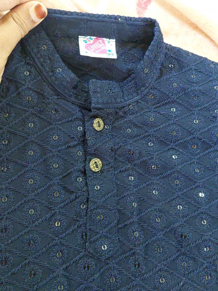 Navy Blue Sequined Kurta
