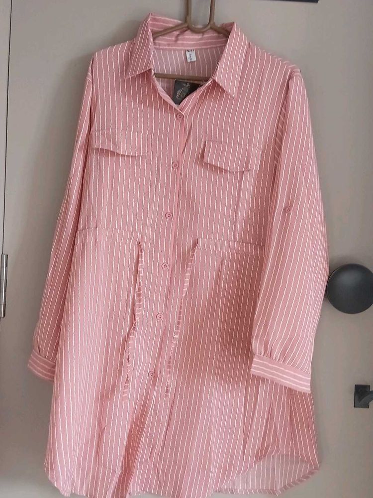 Chic Striped Button-Down Tunic NEW