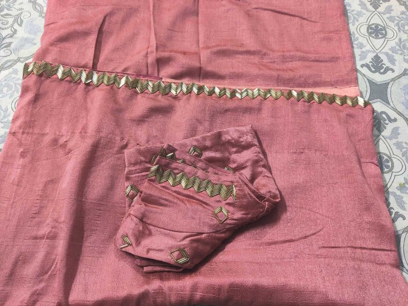Beautiful Pink Saree with Embellished Border