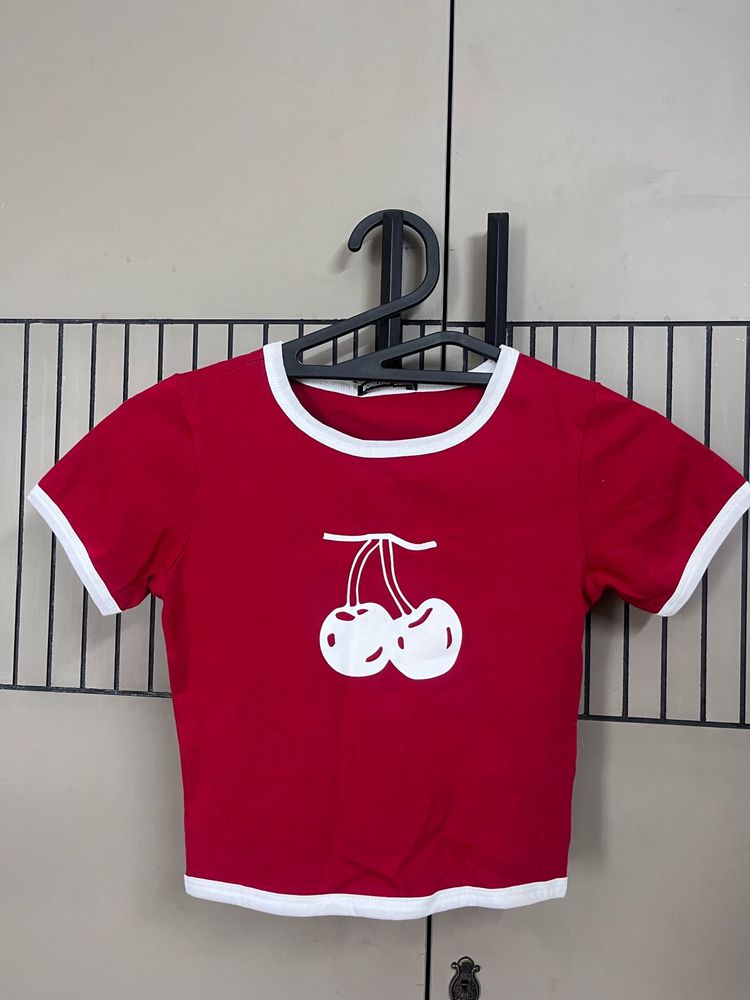 Red Cherry Crop Top
