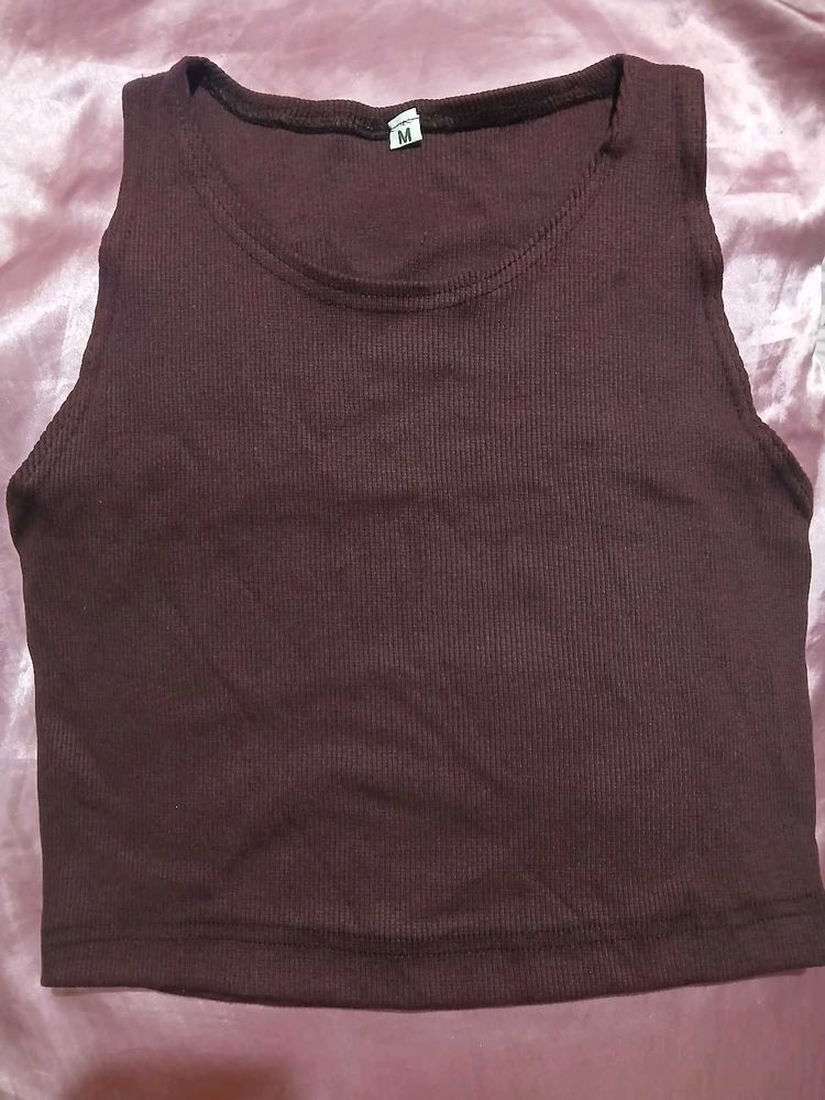 🍷Burgundy Ribbed Cropped Tank Top