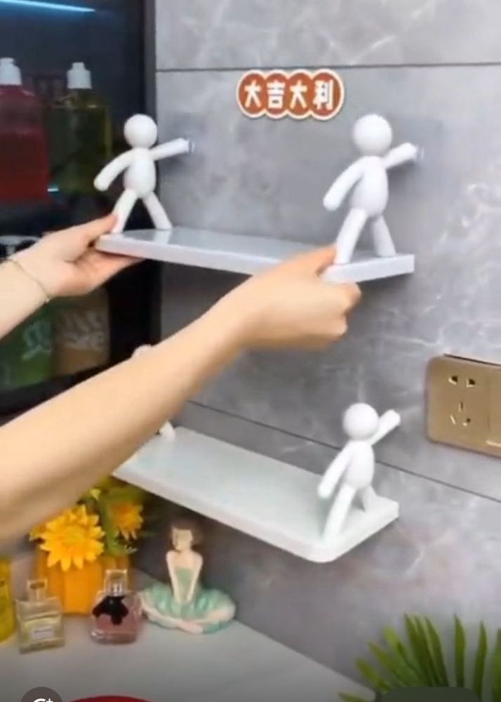 Wall Mounted Shelves with Cute Figure Holders
