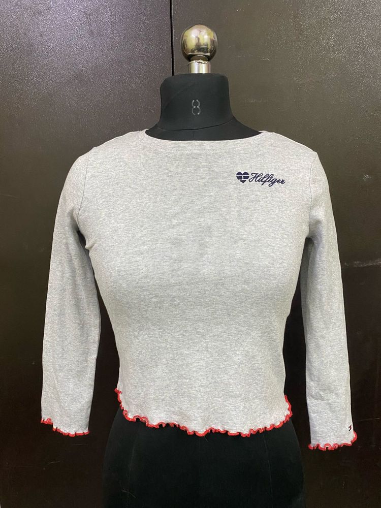 Tommy Hilfiger Ribbed Long Sleeve Crop Top
