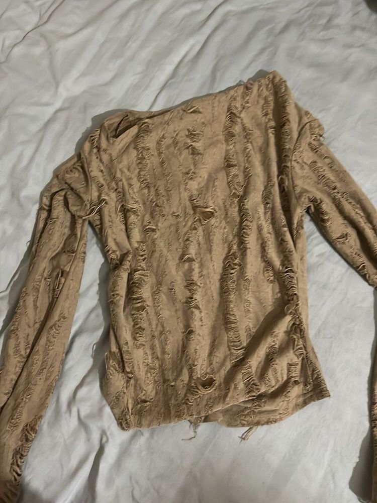 Distressed Long Sleeve Top