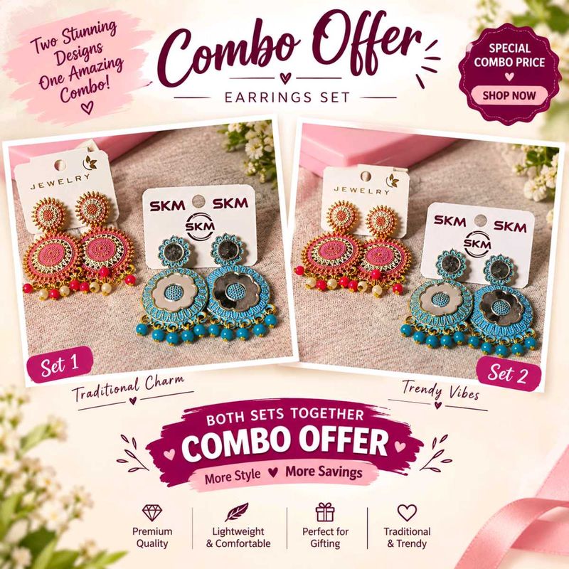 Combo Offer: 2 Pairs Dangle Earrings