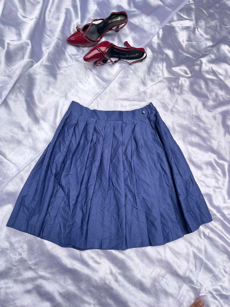 Blue Pleated Skirt