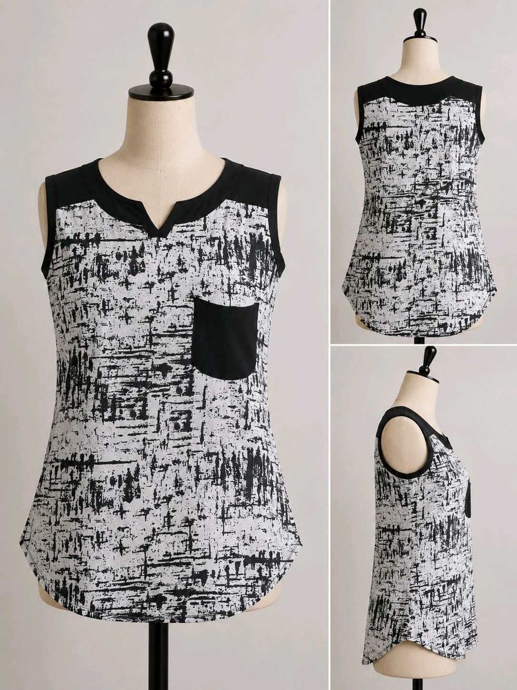 Stylish Sleeveless Abstract Print Top