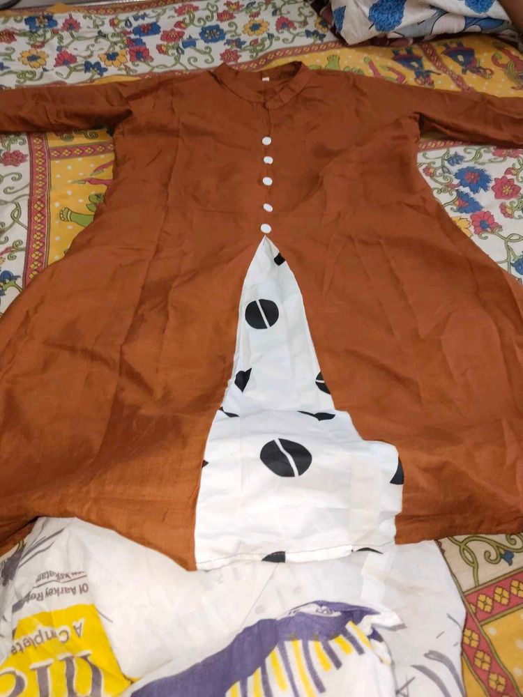 Stylish Brown Kurta with Unique Print