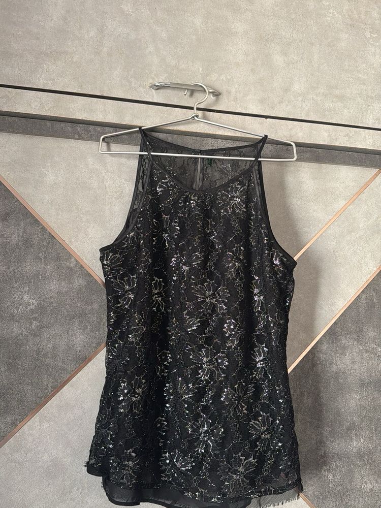 Elegant Black Lace Halter Top