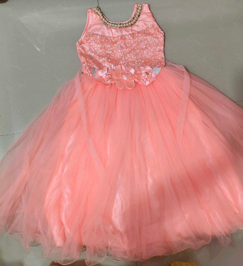 Beautiful Peach Embellished party dress