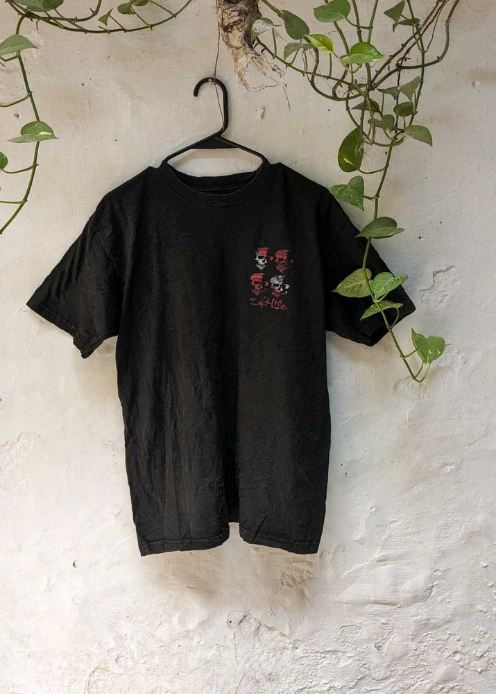 yk2 vintage tshirt Cool Black T-Shirt with Skull P