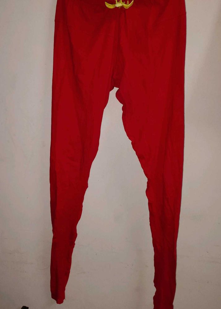 Red Ethnic Leggings with Golden Print