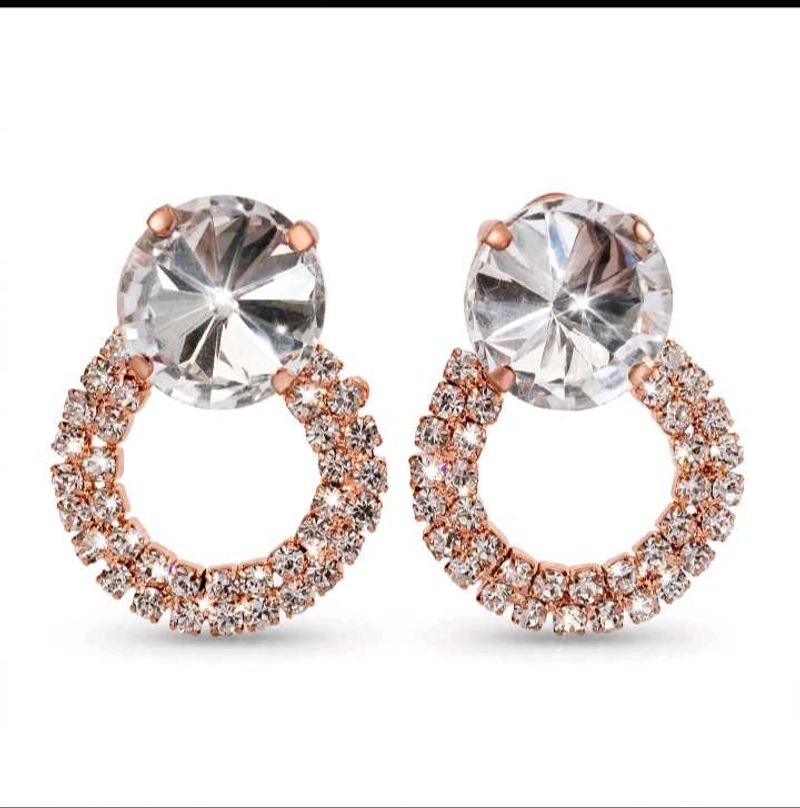 Sparkling Rose Gold Hoop Earrings